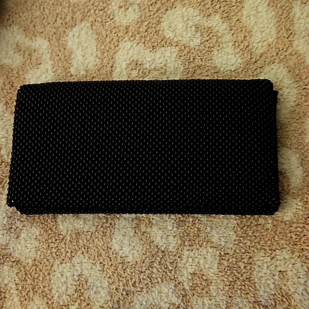 WHITING DAVIS BLACK SOLID  BEADED VTG‎ WALLET